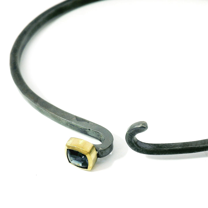 Blue Montana Sapphire & Sterling Silver Bangle Bracelet - "Juliet"