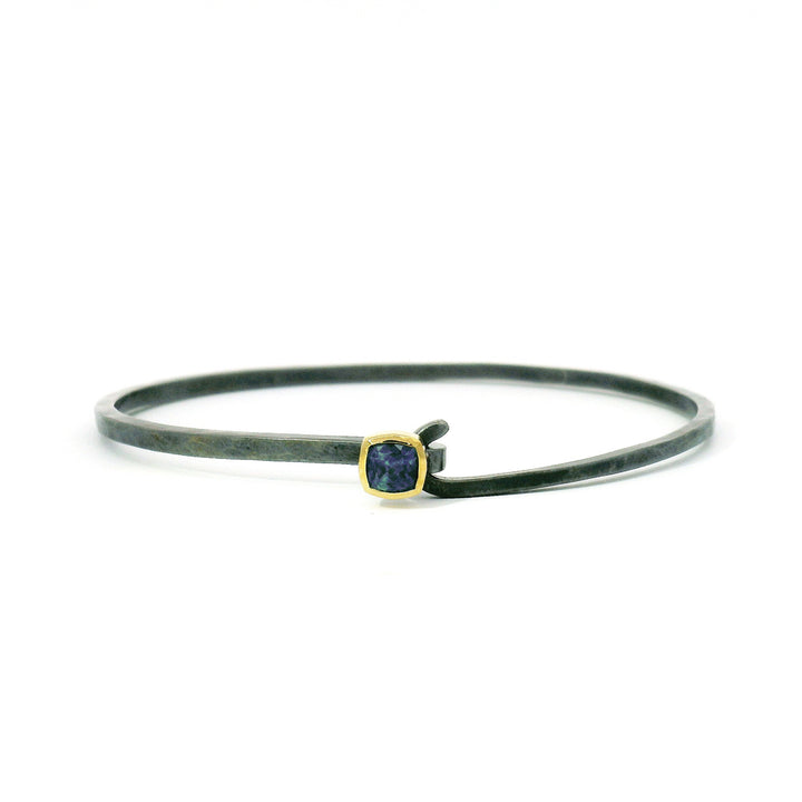 Blue Montana Sapphire & Sterling Silver Bangle Bracelet - "Juliet"