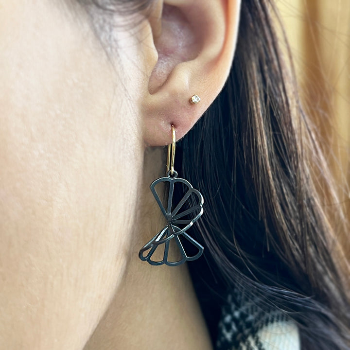 Sterling Silver and Yellow Gold Origami Earrings - "Medium Cloud"