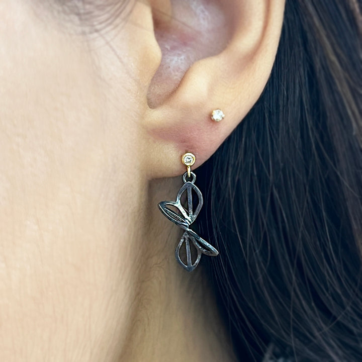 Sterling Silver and Diamond Origami Earrings - "Petite Anise Fold"