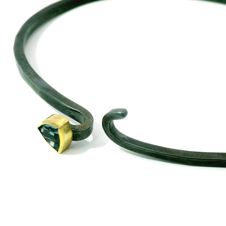 Blue Montana Sapphire & Sterling Silver Bangle Bracelet - "Suzie"