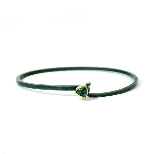 Blue Montana Sapphire & Sterling Silver Bangle Bracelet - "Suzie"