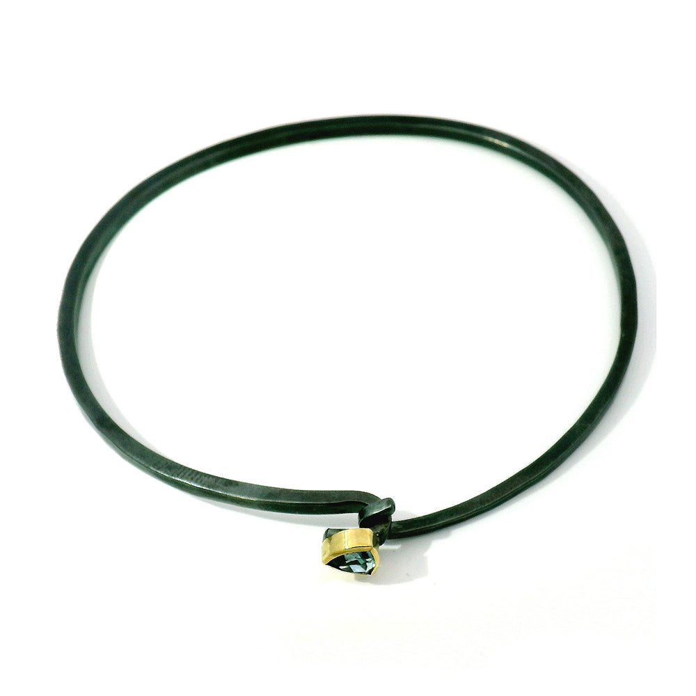 Blue Montana Sapphire & Sterling Silver Bangle Bracelet - "Suzie"