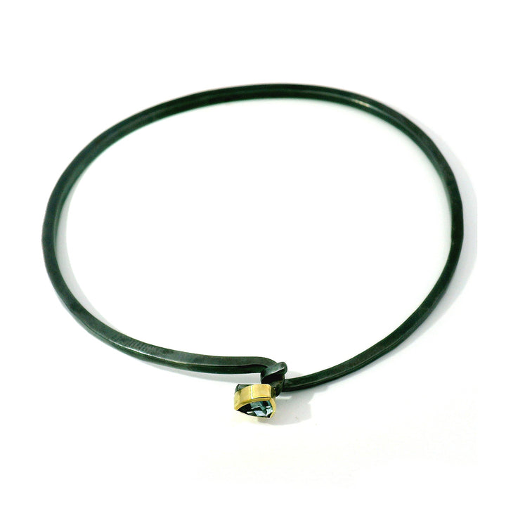 Blue Montana Sapphire & Sterling Silver Bangle Bracelet - "Suzie"