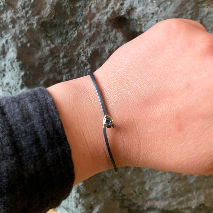 Blue Montana Sapphire & Sterling Silver Bangle Bracelet - "Suzie"