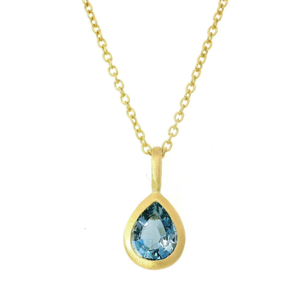 Pear-Shaped Aquamarine Pendant - "Drop of Ocean"