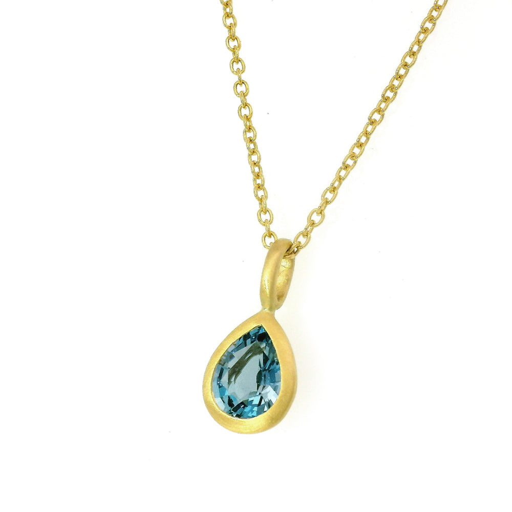 Pear-Shaped Aquamarine Pendant - "Drop of Ocean"