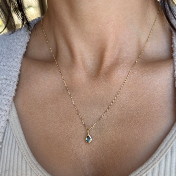 Pear-Shaped Aquamarine Pendant - "Drop of Ocean"