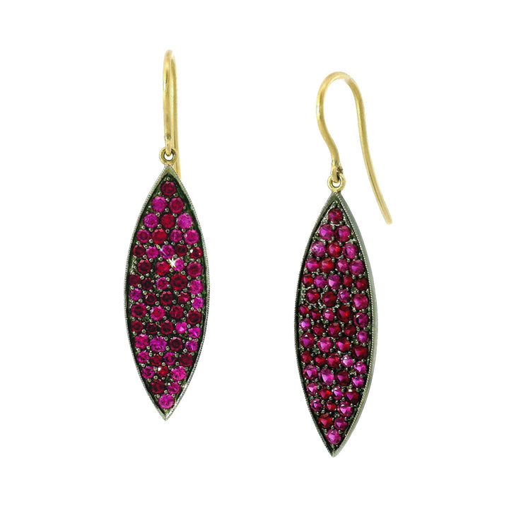 Pavé Ruby and Black Rhodium Earrings - "Ruby Disco"