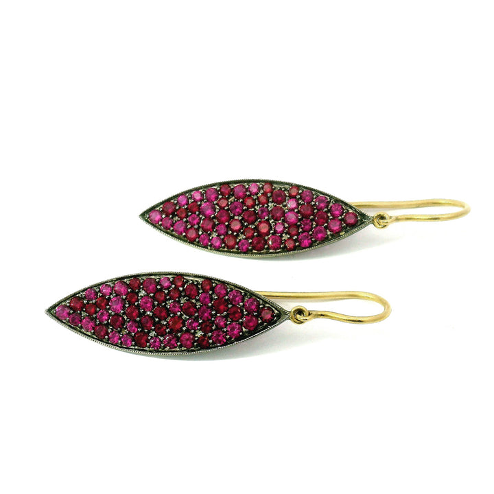 Pavé Ruby and Black Rhodium Earrings - "Ruby Disco"