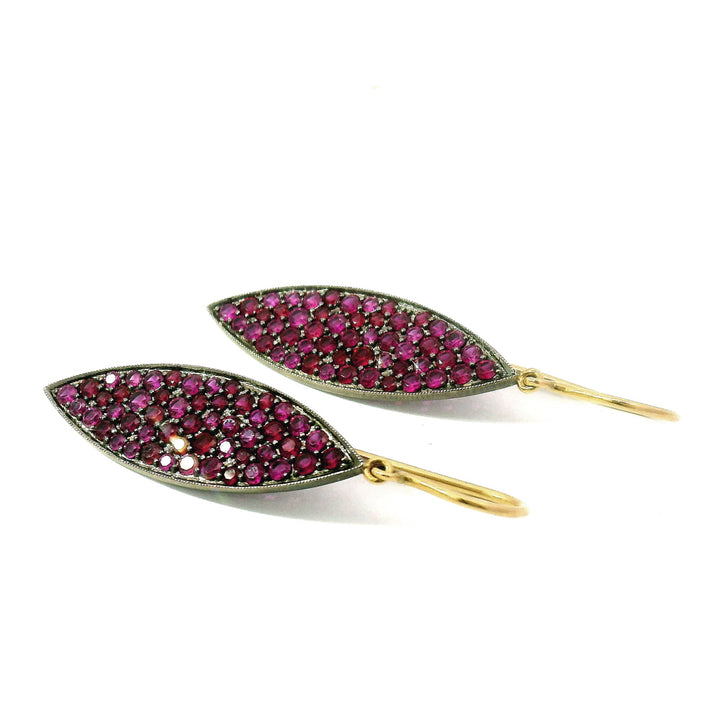 Pavé Ruby and Black Rhodium Earrings - "Ruby Disco"