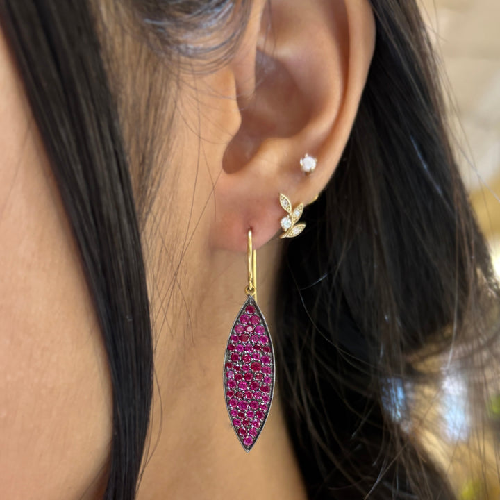 Pavé Ruby and Black Rhodium Earrings - "Ruby Disco"