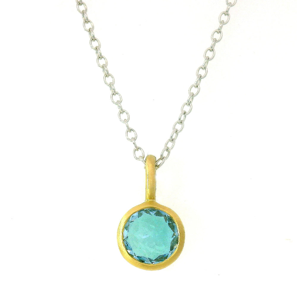 Aquamarine & Yellow Gold Pendant - "Misty Sea"