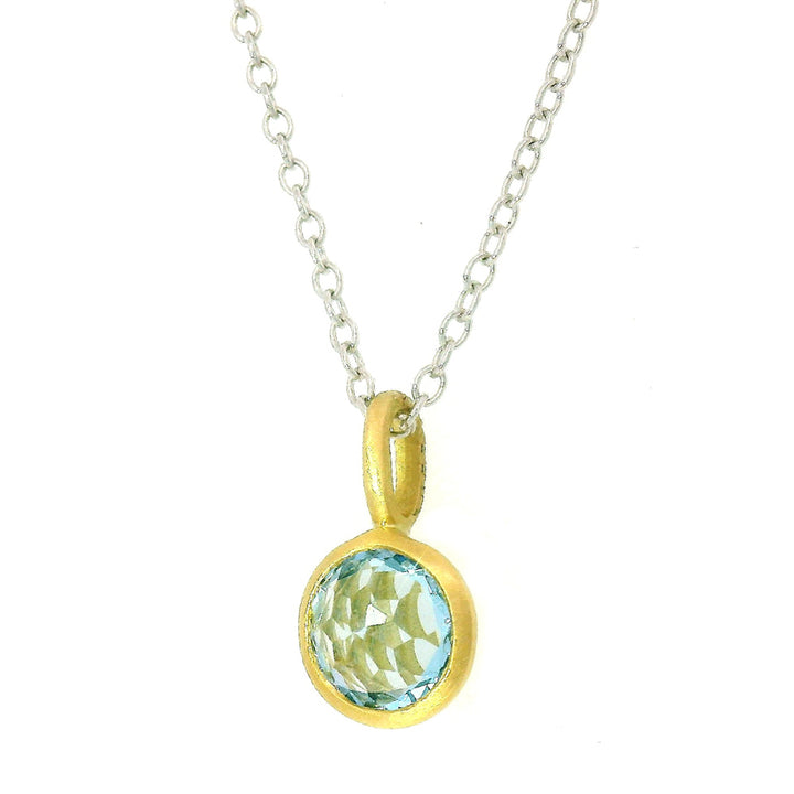 Aquamarine & Yellow Gold Pendant - "Misty Sea"