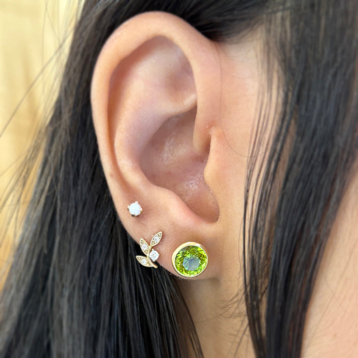 Peridot & Yellow Gold Stud Earrings - "Spring Day"