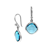 Sterling Silver & Kite-Shaped Blue Topaz Earrings