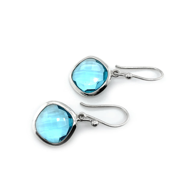 Sterling Silver & Kite-Shaped Blue Topaz Earrings