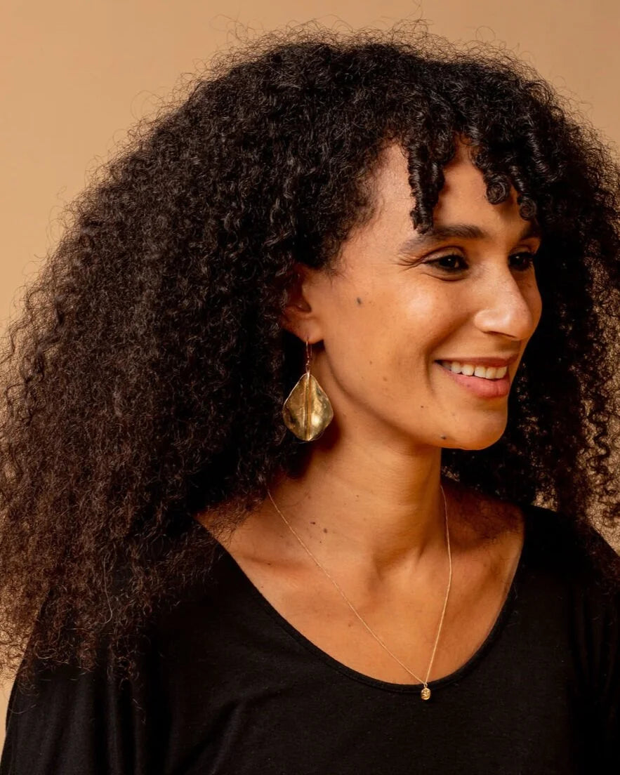 Bronze Drop Earrings - "Ridge Fan"