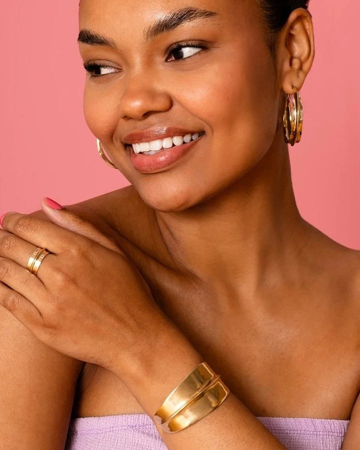 Bronze Cuff Bracelet - "Wide Ridge"