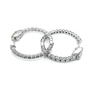 White Gold Diamond Hoop Earrings - "Snow White Glitter"