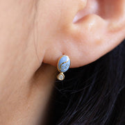 Diamond, Yellow Gold & Blue Enamel Earrings - "Chime of Memories"