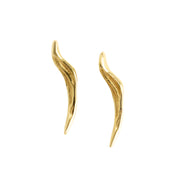 Yellow Gold Brush Stroke Stud Earrings - "Mellow Brush"