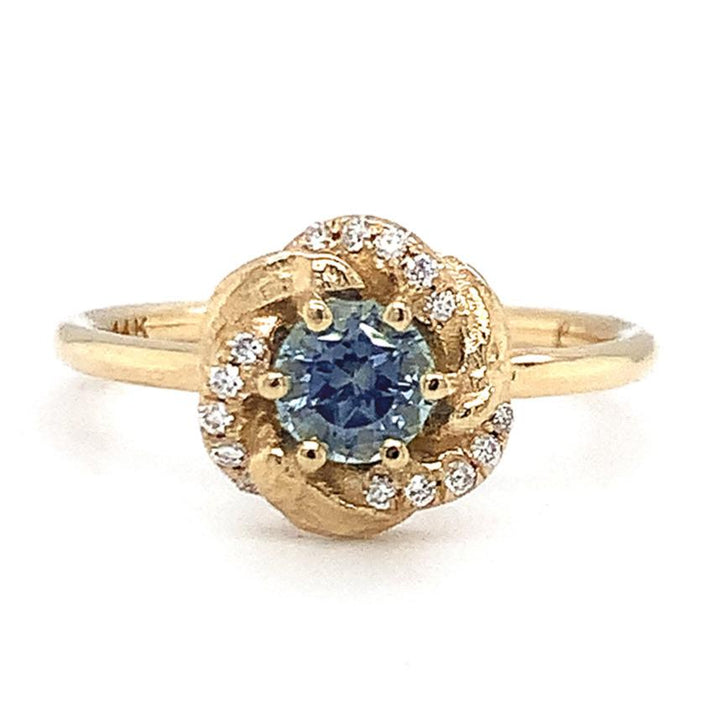 Montana Sapphire & Yellow Gold Engagement Ring - "Monet's Garden"