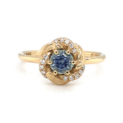 Montana Sapphire & Yellow Gold Engagement Ring - "Monet's Garden"