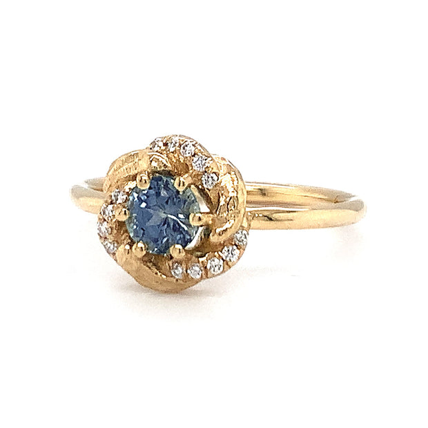 Montana Sapphire & Yellow Gold Engagement Ring - "Monet's Garden"