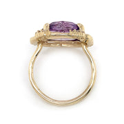 Rutilated Amethyst & Diamond Yellow Gold Ring - "Ultra Violet"