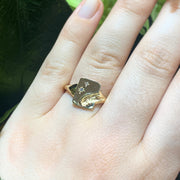 Diamond & Yellow Gold Signet Ring - "Van Gogh Sunflower"