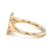 Le Conte Eunmi Han 14K Yellow Gold Van Gogh Sunflower Diamond and Paint Stroke Signet Ring Side