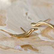 Yellow Gold Brush Stroke Stud Earrings - "Mellow Brush"