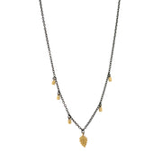 Yellow Gold & Sterling Silver Necklace - "Leaf & Fairy Dust"