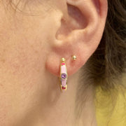 Montana Sapphire & Pink Enamel Hoops - "Rock Candy Sweetness"