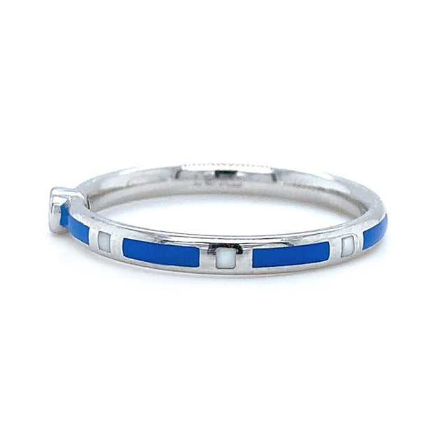 Yogo Sapphire and Enamel Band - "Rock Candy White & Blue"