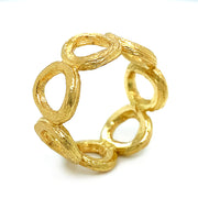 Yellow Gold Textured Ring- "Round Link Arbor Band"