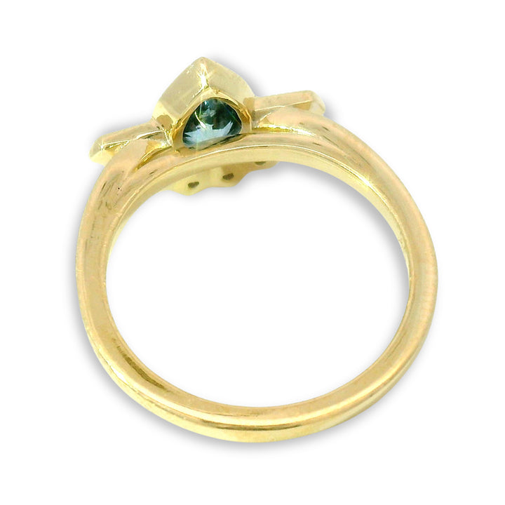 Pear-Shaped Montana Sapphire & Diamond Ring - "Meadowlark"