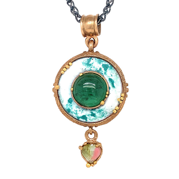 Bronze & Enamel Tourmaline Necklace - "Vetus"