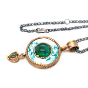 Bronze & Enamel Tourmaline Necklace - "Vetus"