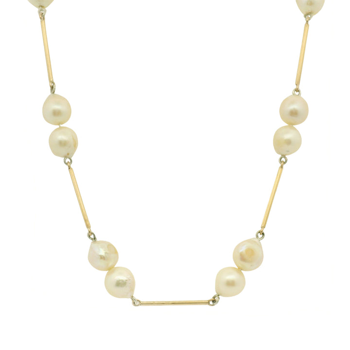 Upcycled Yellow Gold Watch Chain & Pearl Necklace - "Remix"