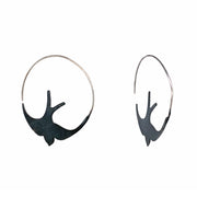 Sterling Silver Hoop Earrings - "Swallow"