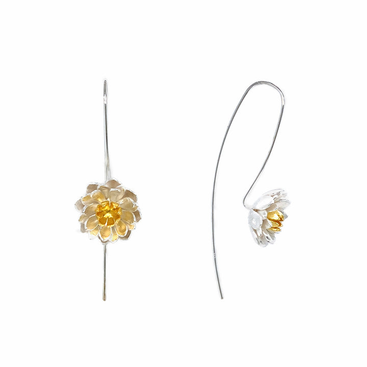 Sterling Silver & Gold Vermeil Floral Earrings - "Nilüfer"