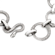 Sterling Silver Ouroboros Link Necklace - "Serpentine Shadows"