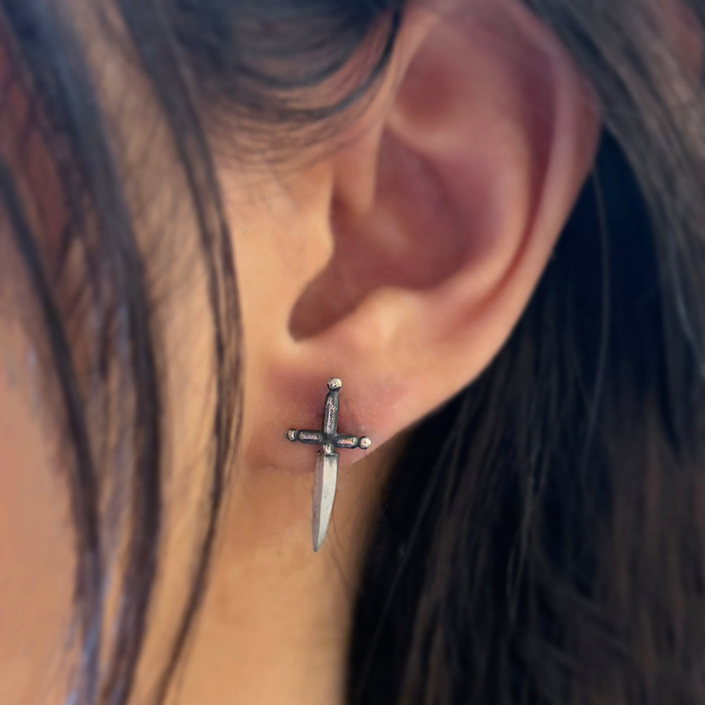 Sterling Silver Earrings - "Mini Dagger"
