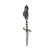 Sterling Silver Single Drop Earring - "Gauntlet & Wavy Dagger"