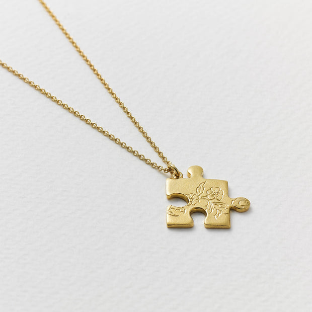 Gold Vermeil Necklace - "Floral Puzzle Piece"