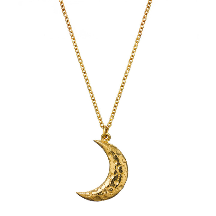 Gold Vermeil & Diamond Necklace - "Crescent Moon"