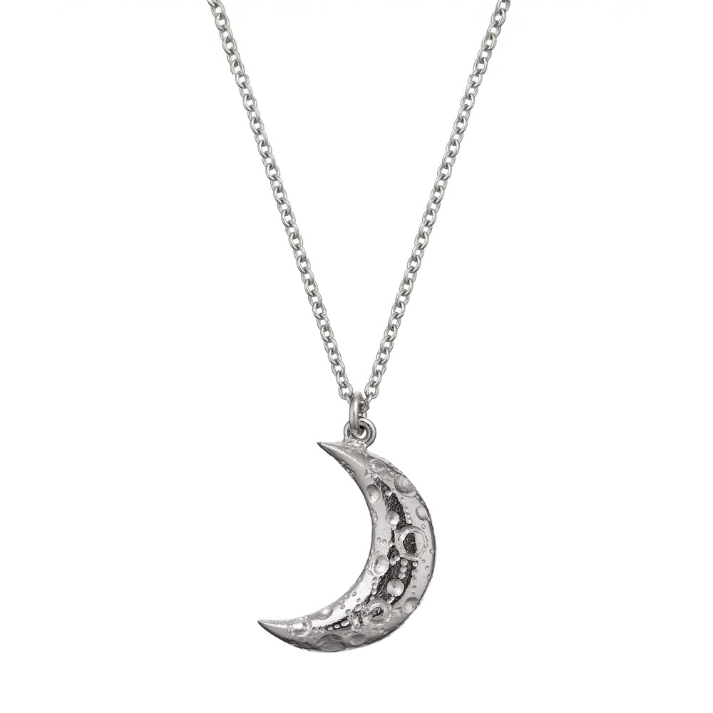Sterling Silver & Diamond Necklace - "Crescent Moon"