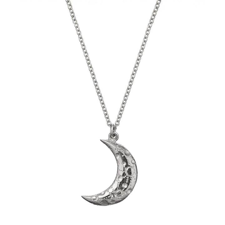 Sterling Silver & Diamond Necklace - "Crescent Moon"